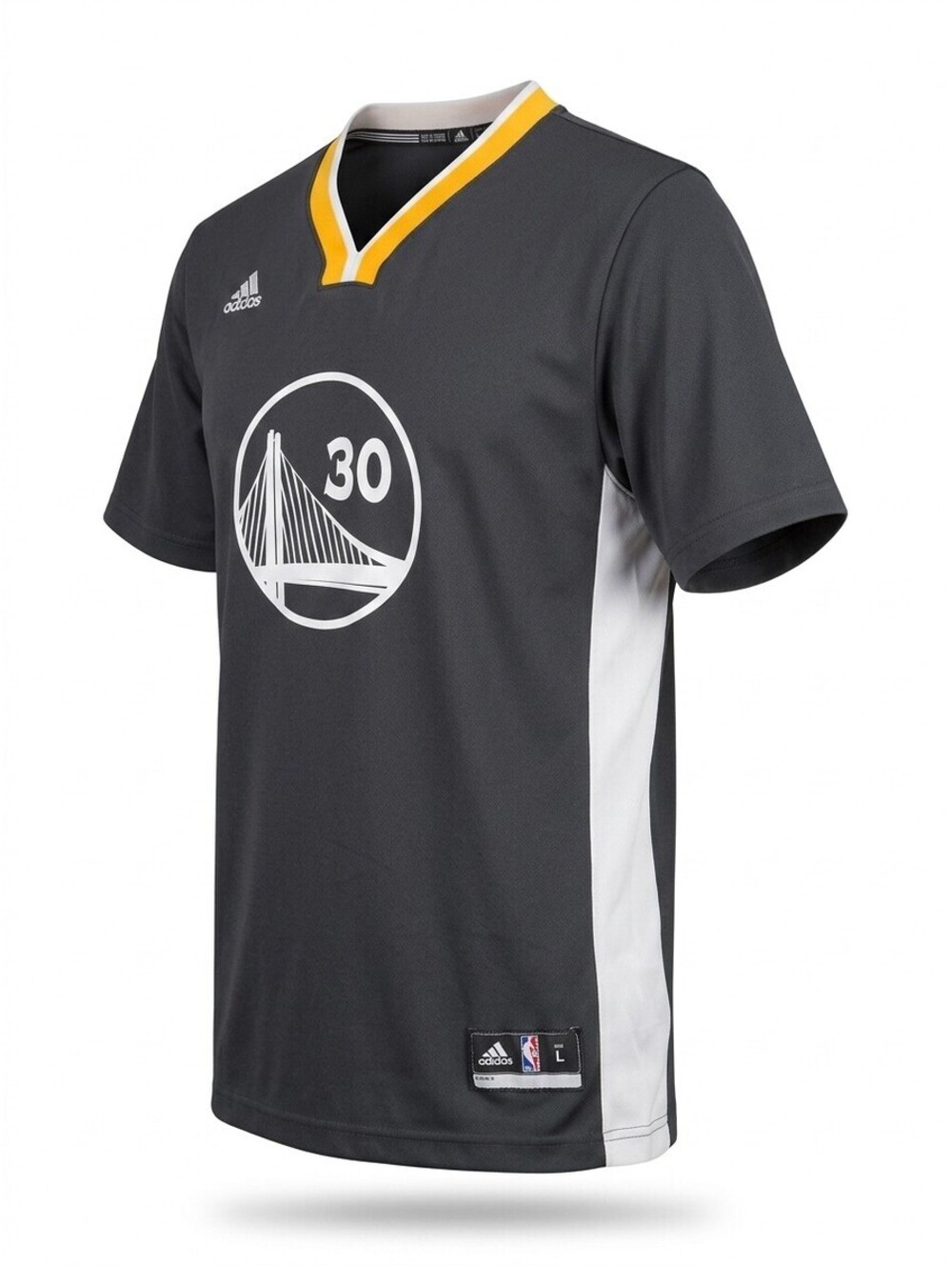 Adidas Golden State Warriors Stephen Curry 30 Sleeved Jersey Mens L Grey NBA EUC
